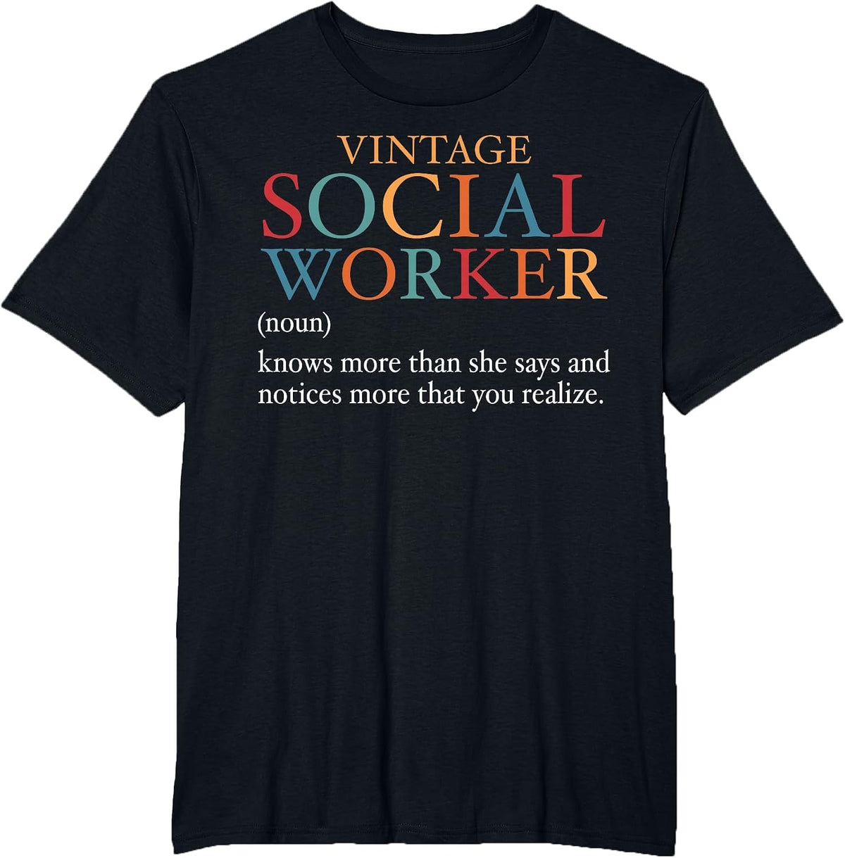Vintage Social Worker Definition Funny Social Work T-Shirt - Black