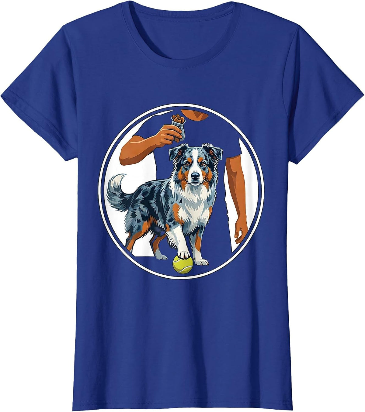 Women's Sealed Badge Blue-Merle Australian Shepherd Dog Mom Dad T-Shirt - Royal Blue