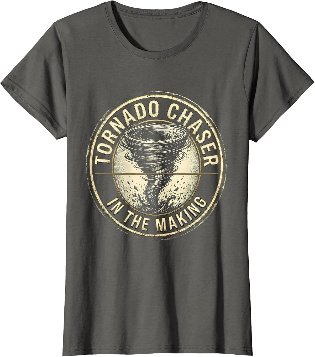 Women's Tornado Chaser In The Making Emblem Storm Chaser Meteorology T-Shirt - Asphalt Grey