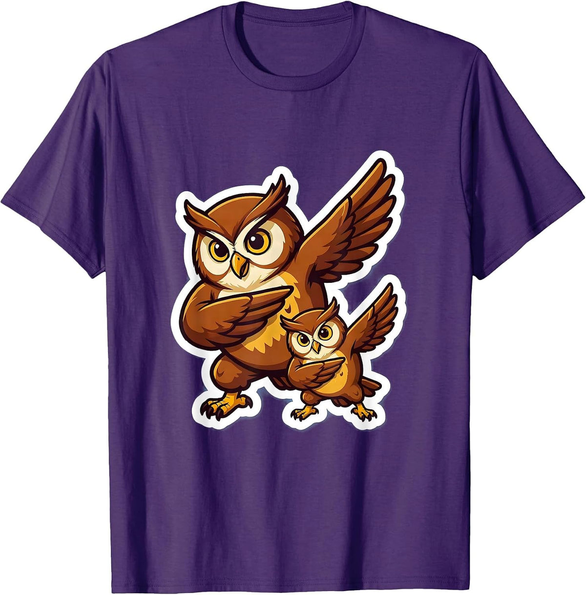 Men's Dabbing Owl Mascot Funny Kids Novelty Humor T-Shirt - Purple