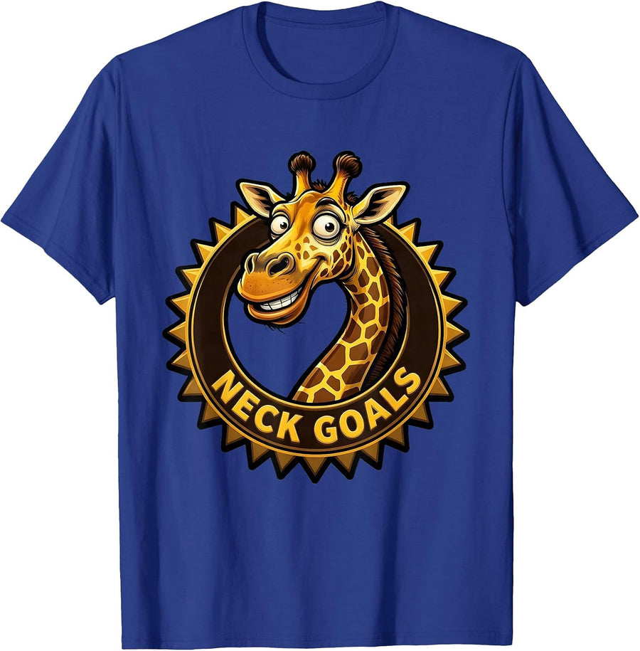 Neck Goals Funny Giraffe Design T-Shirt - Royal Blue