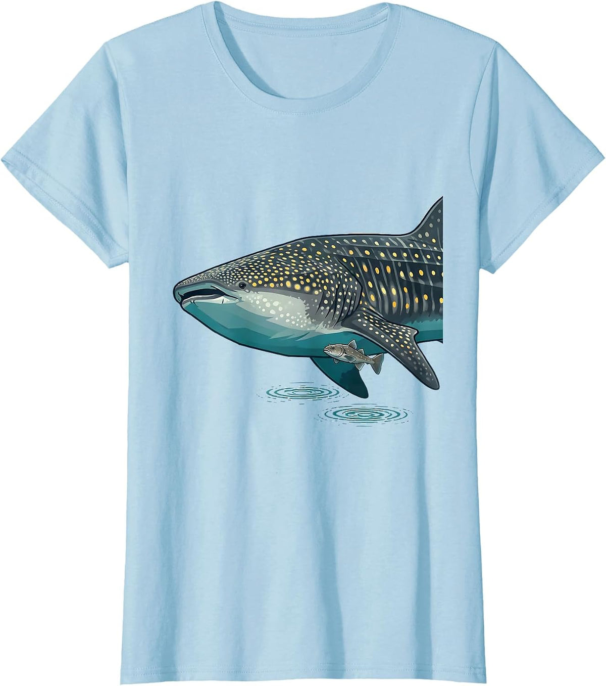 Whale Shark Flat Vector Ocean Animal Lover Gift T-Shirt - Baby Blue