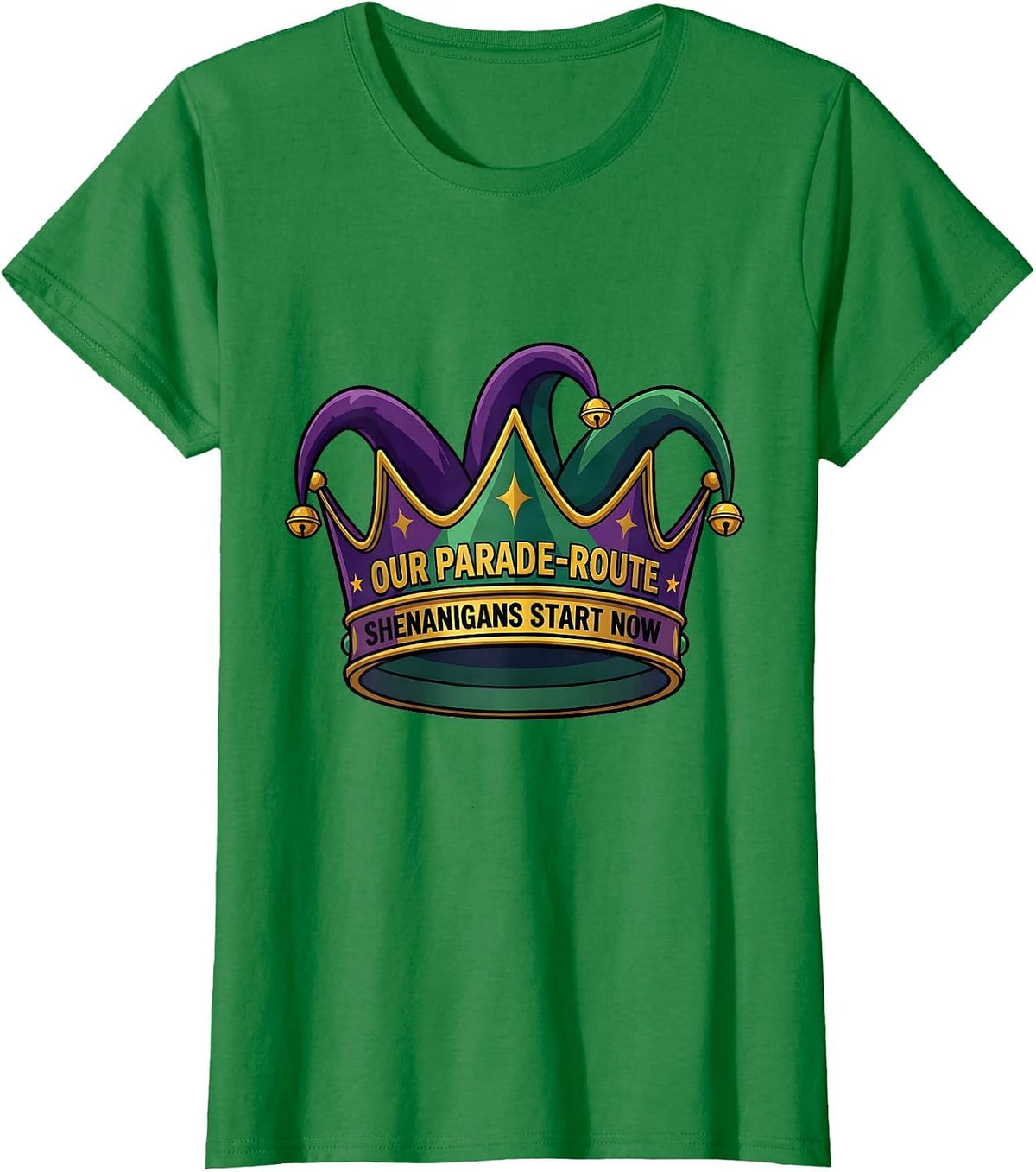 Women's Our Parade-Route Shenanigans Start Now Mardi Gras Carnival T-Shirt - Kelly Green