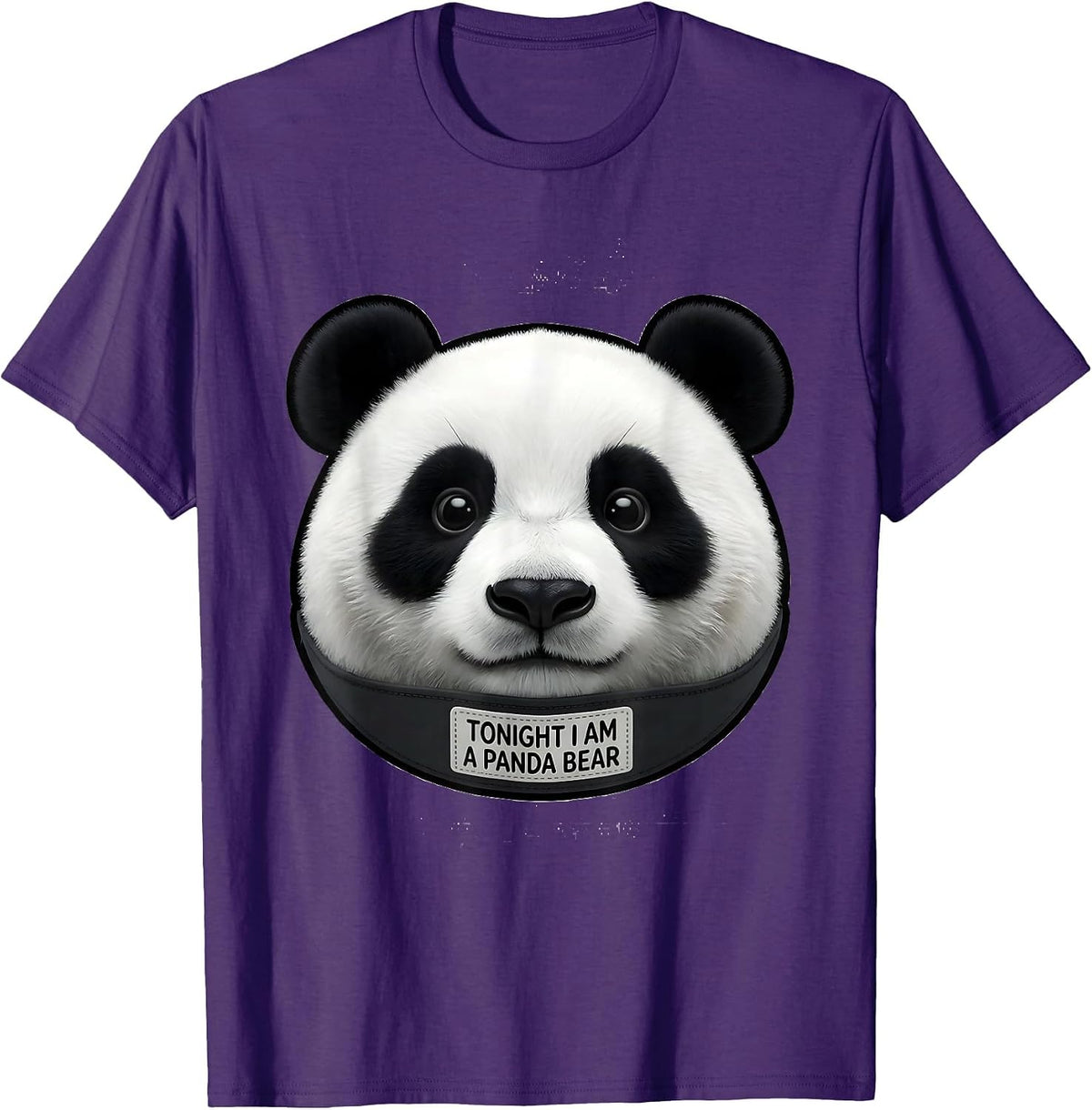 Tonight I Am A Panda Bear Funny Cartoon Halloween Party T-Shirt - Purple