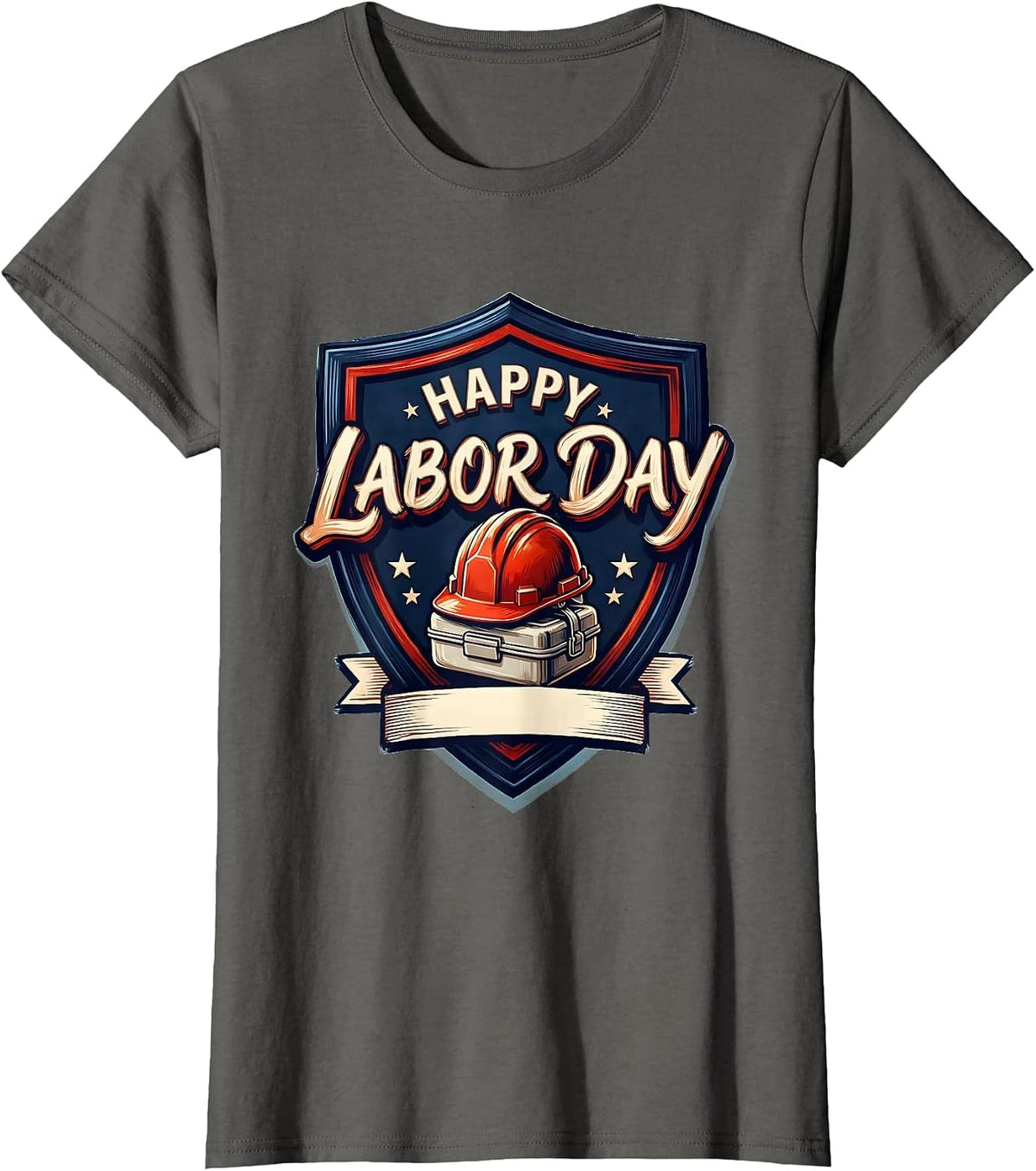 Women's Happy Labor Day Patriotic Union Worker Pride Graphic T-Shirt - Asphalt Grey