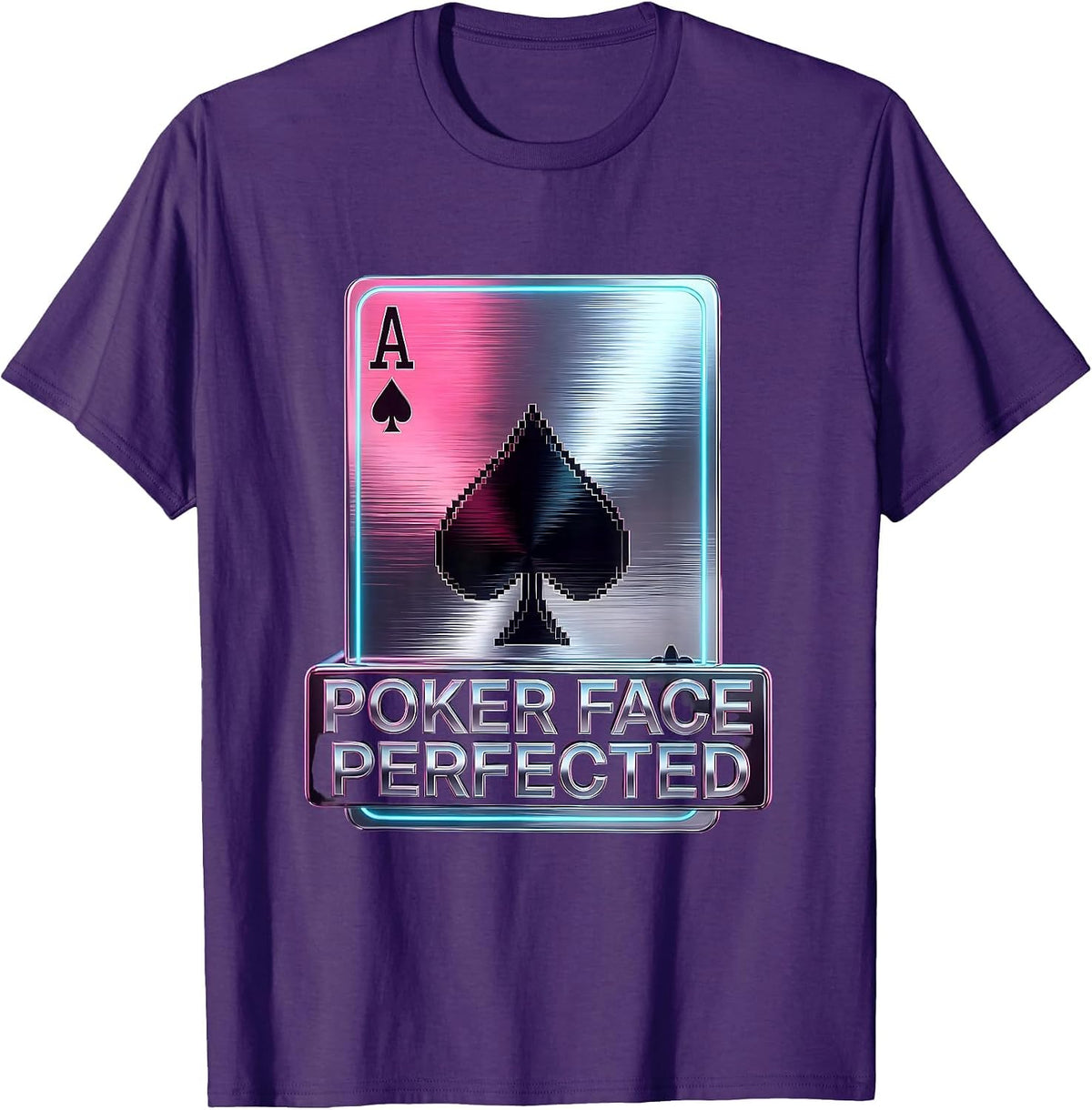 Poker Face Perfected Gambling Design T-Shirt - Purple