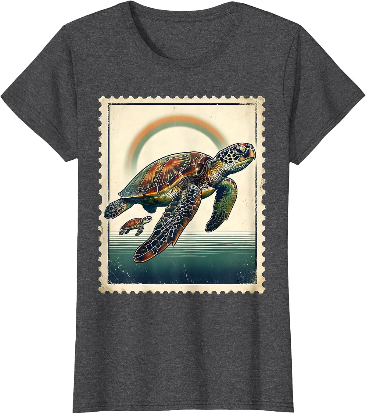 Women's Sea Turtle Vintage Ocean Animal Vacation Souvenir T-Shirt - Dark Heather Grey