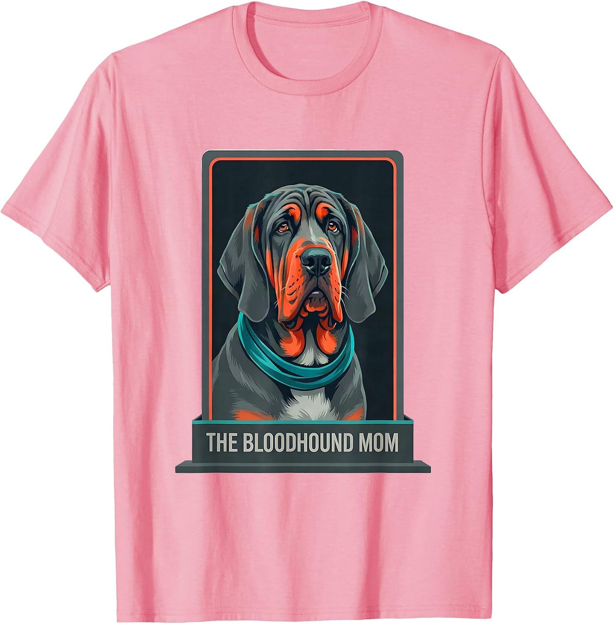 Men's The Bloodhound Mom Tarot Card Dog Mom Breed Portrait T-Shirt - Pink
