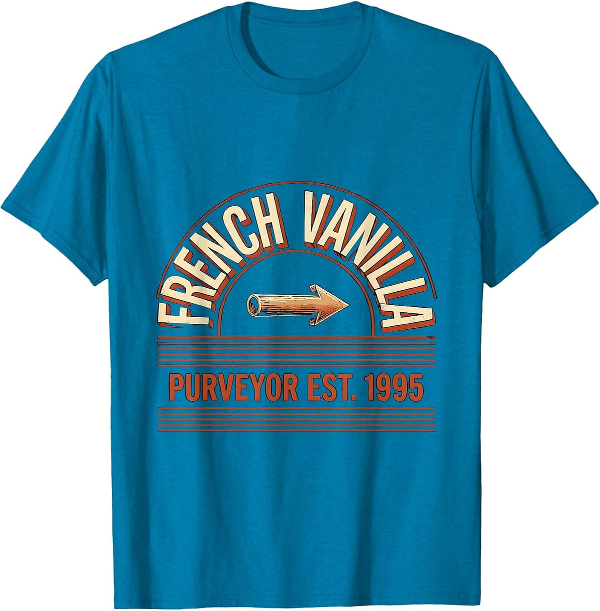 French Vanilla Purveyor EST. 1995 Vintage 90s Rap Nostalgia T-Shirt - Sapphire Blue