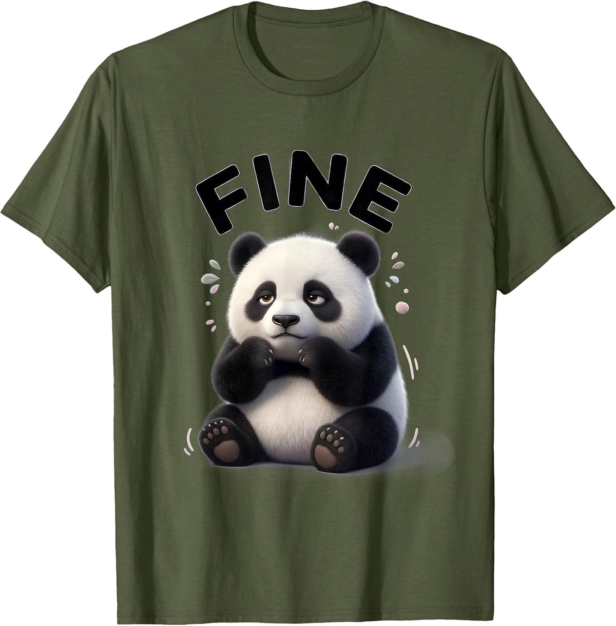 Men's Fine Cute Kawaii Panda Bear Animal Lover Humor T-Shirt - Olive Green