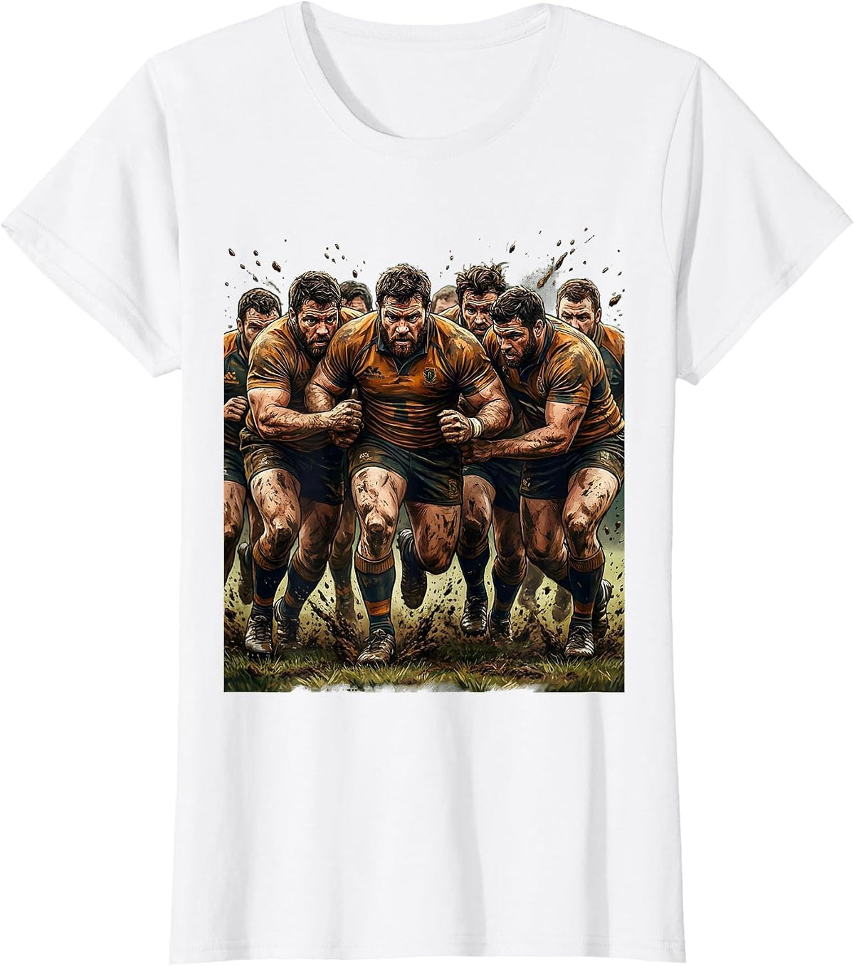 Rugby Forwards Stampede Graphic Design T-Shirt - White