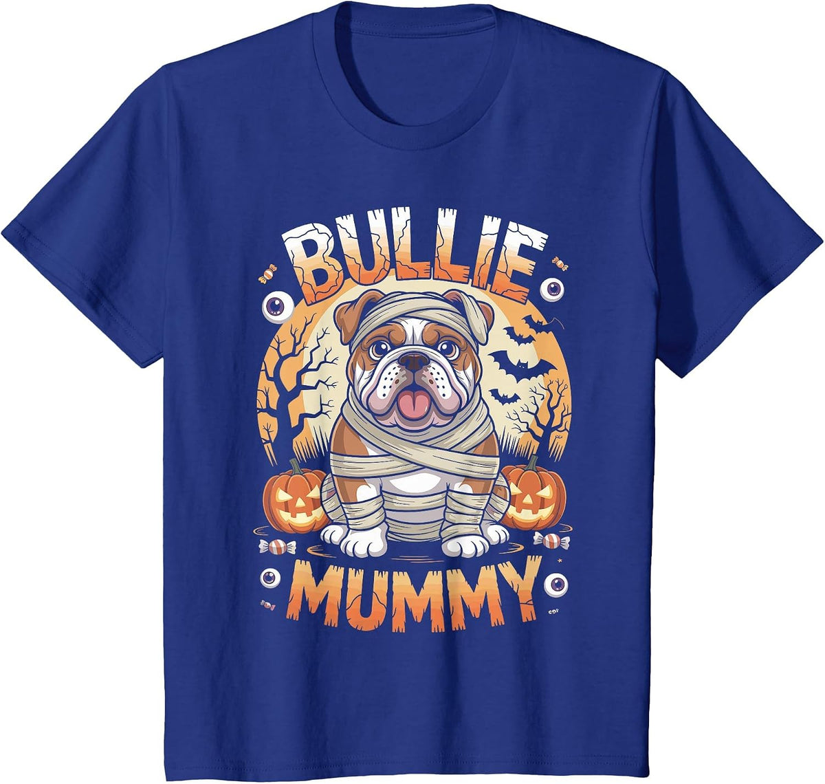 Bullie Mummy Halloween Costume Dog Owner English Bulldog T-Shirt - Royal Blue
