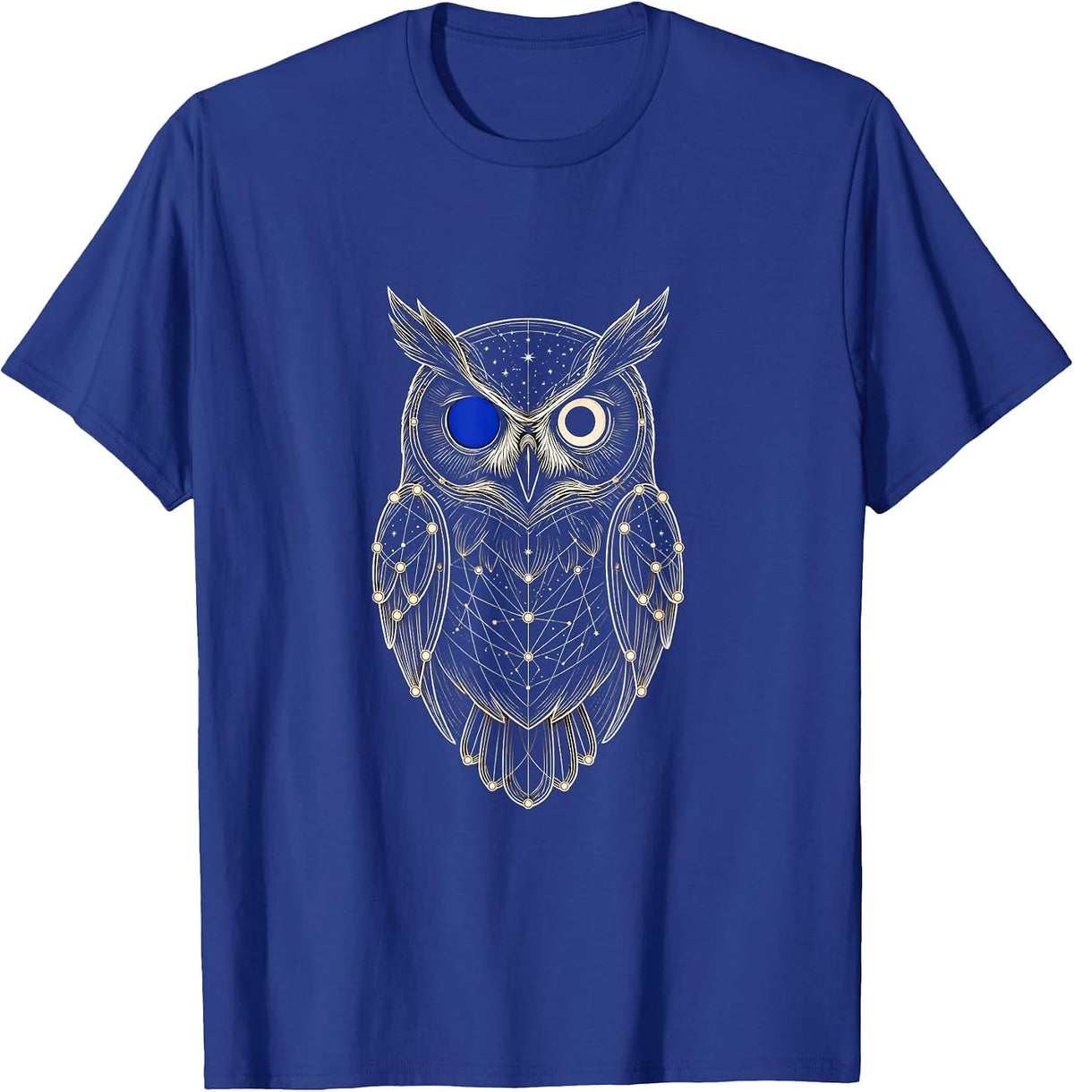 Men's Geometric Owl Constellation Animal Line Art T-Shirt - Royal Blue