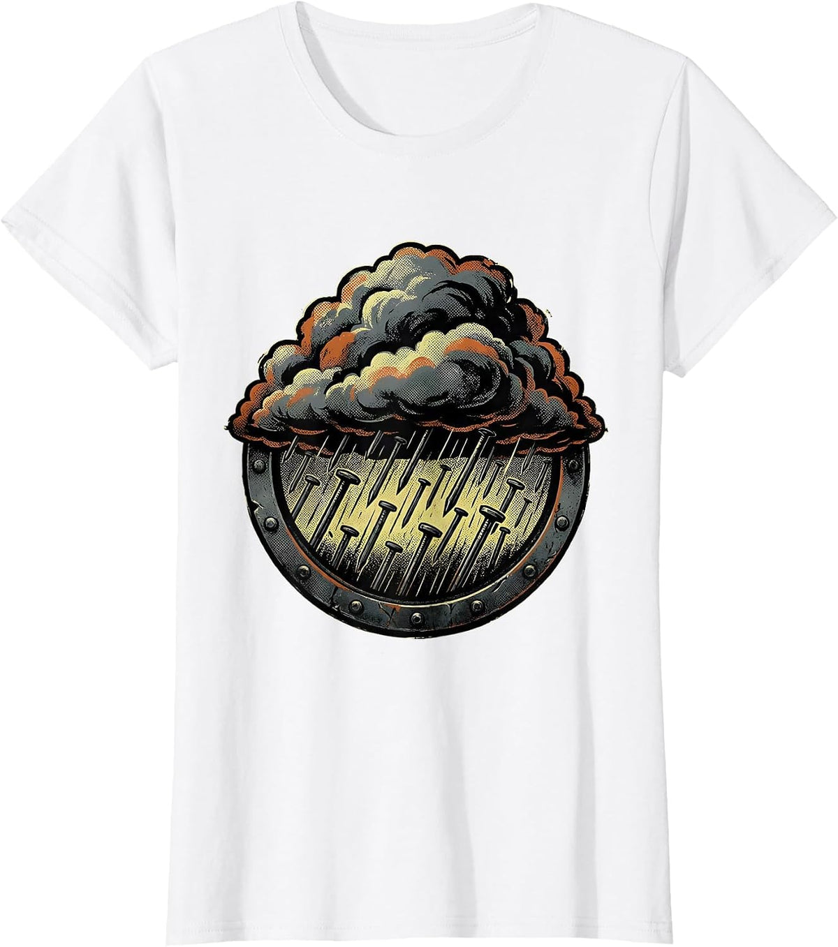 Grunge Storm Cloud Raining Nails Dark Art T-Shirt - White