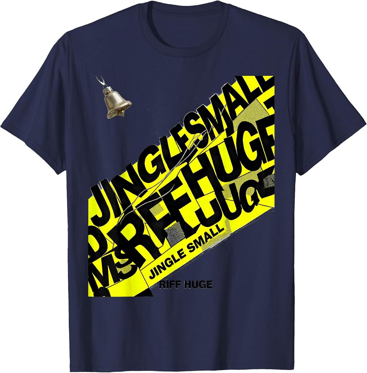 Jingle Small Riff Huge Heavy Metal Rock Christmas Humor T-Shirt - Navy Blue