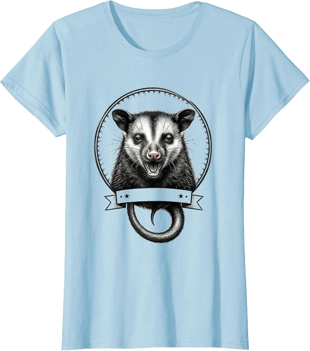 Symmetric Opossum Hissing Minimalist Meme Humor T-Shirt - Baby Blue