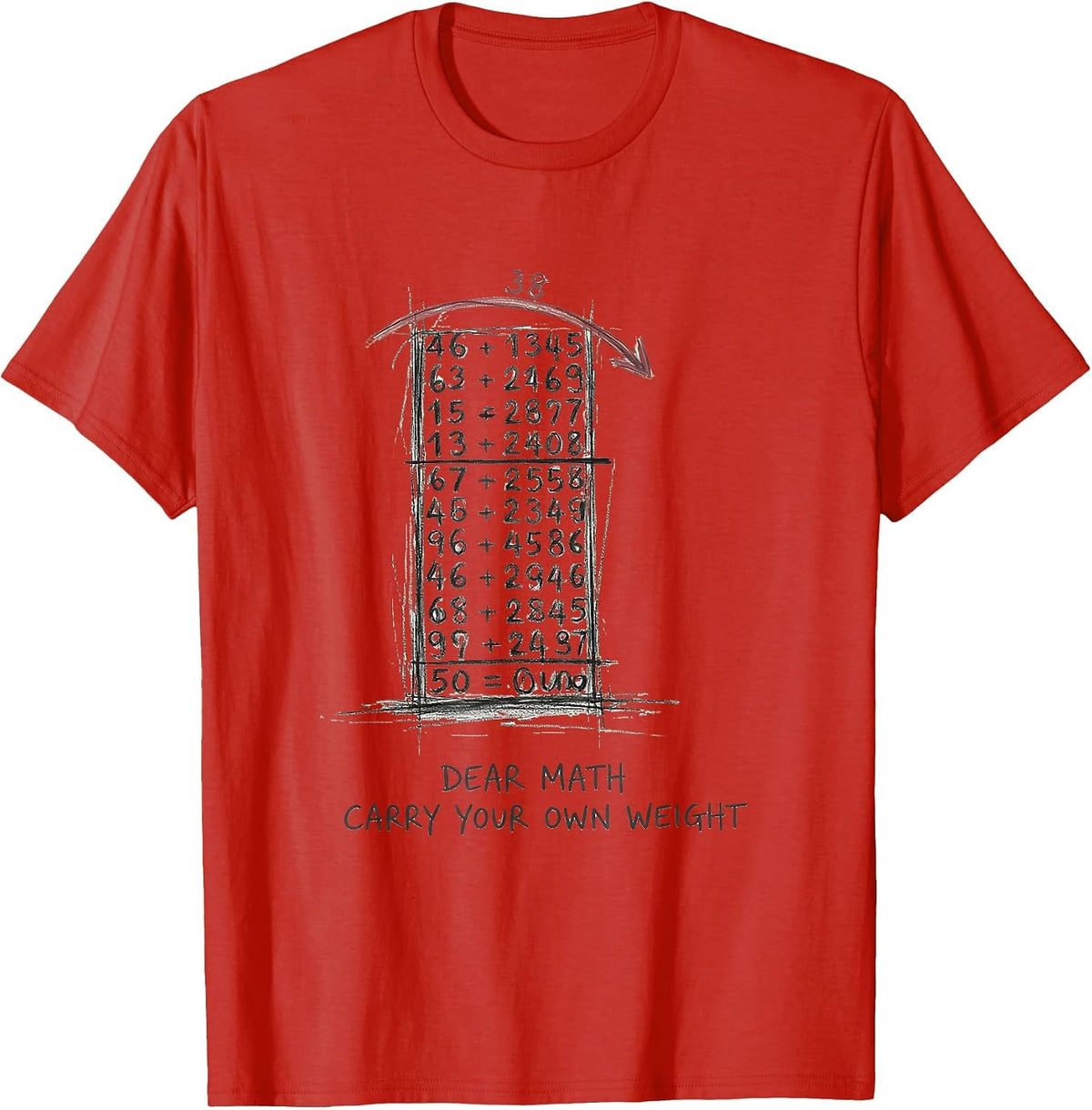 Men's Dear Math, Carry Your Own Weight Funny Math Teacher Nerd T-Shirt - Red