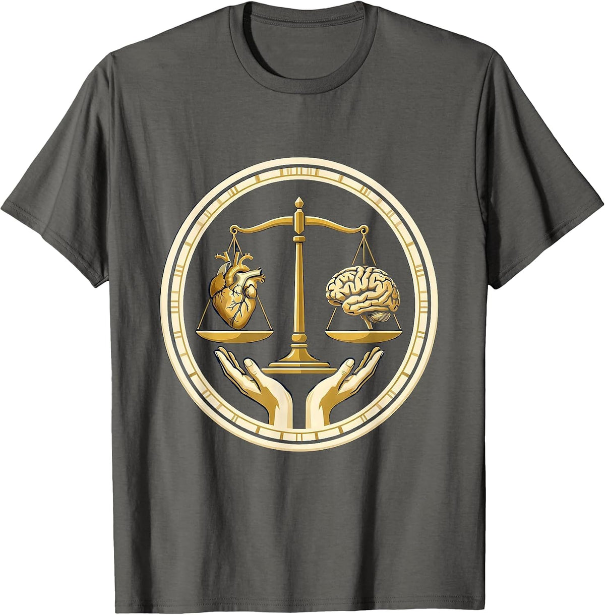 Occupational Therapy Balance Scale Heart Brain T-Shirt - Asphalt Grey