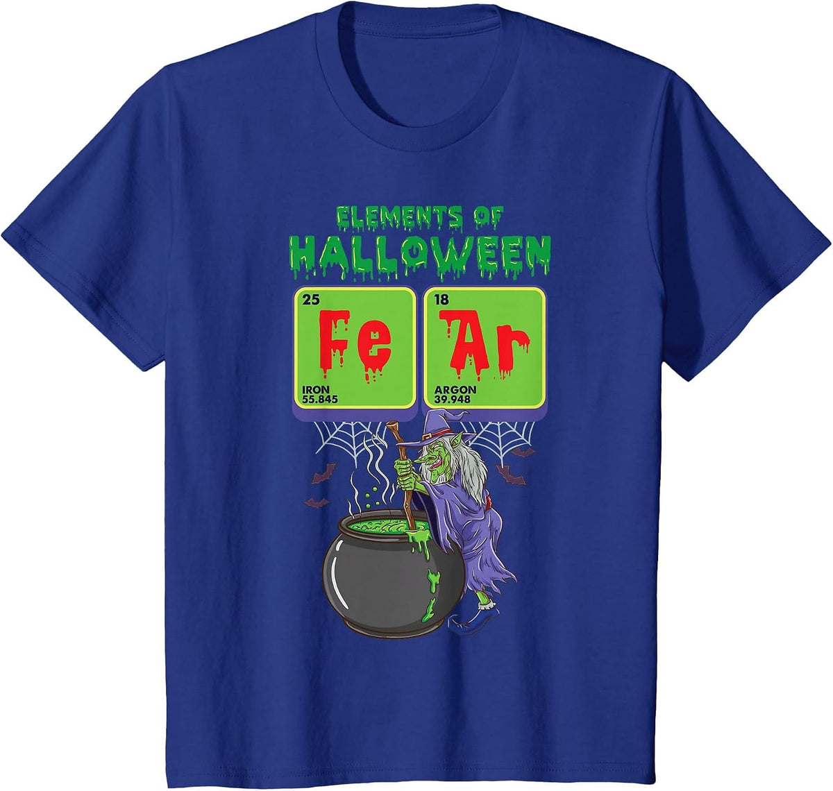 Periodic Table Science Funny Elements of Halloween Witch T-Shirt - Royal Blue