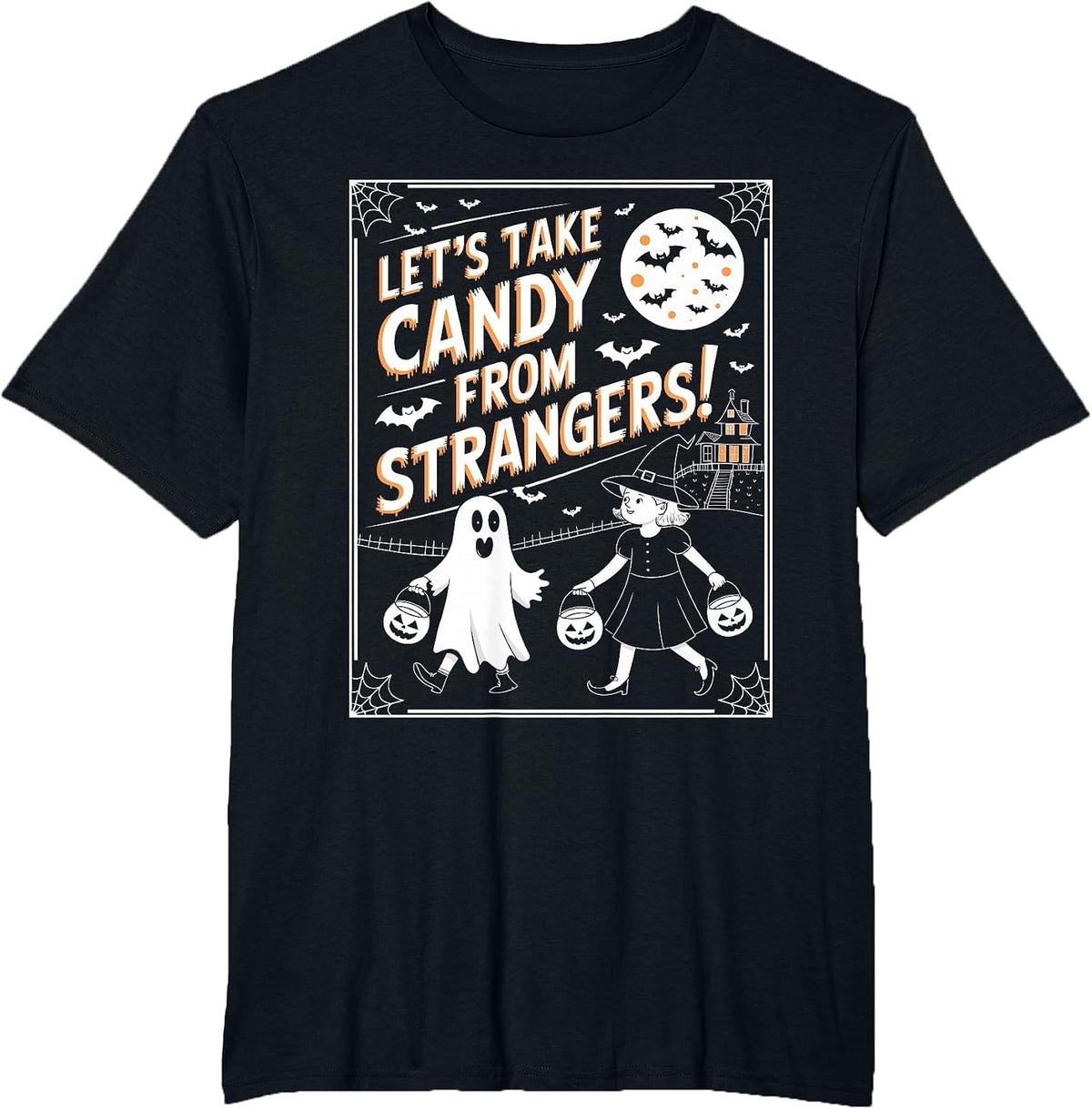 Let's Take Candy from Strangers Retro Halloween T-Shirt - Black