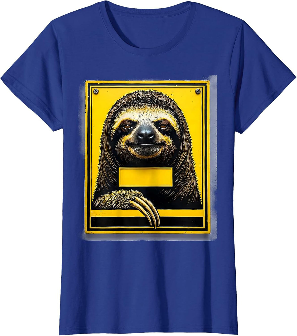 Women's Sloth Stencil Graphic Funny Animal Lover Humor T-Shirt - Royal Blue