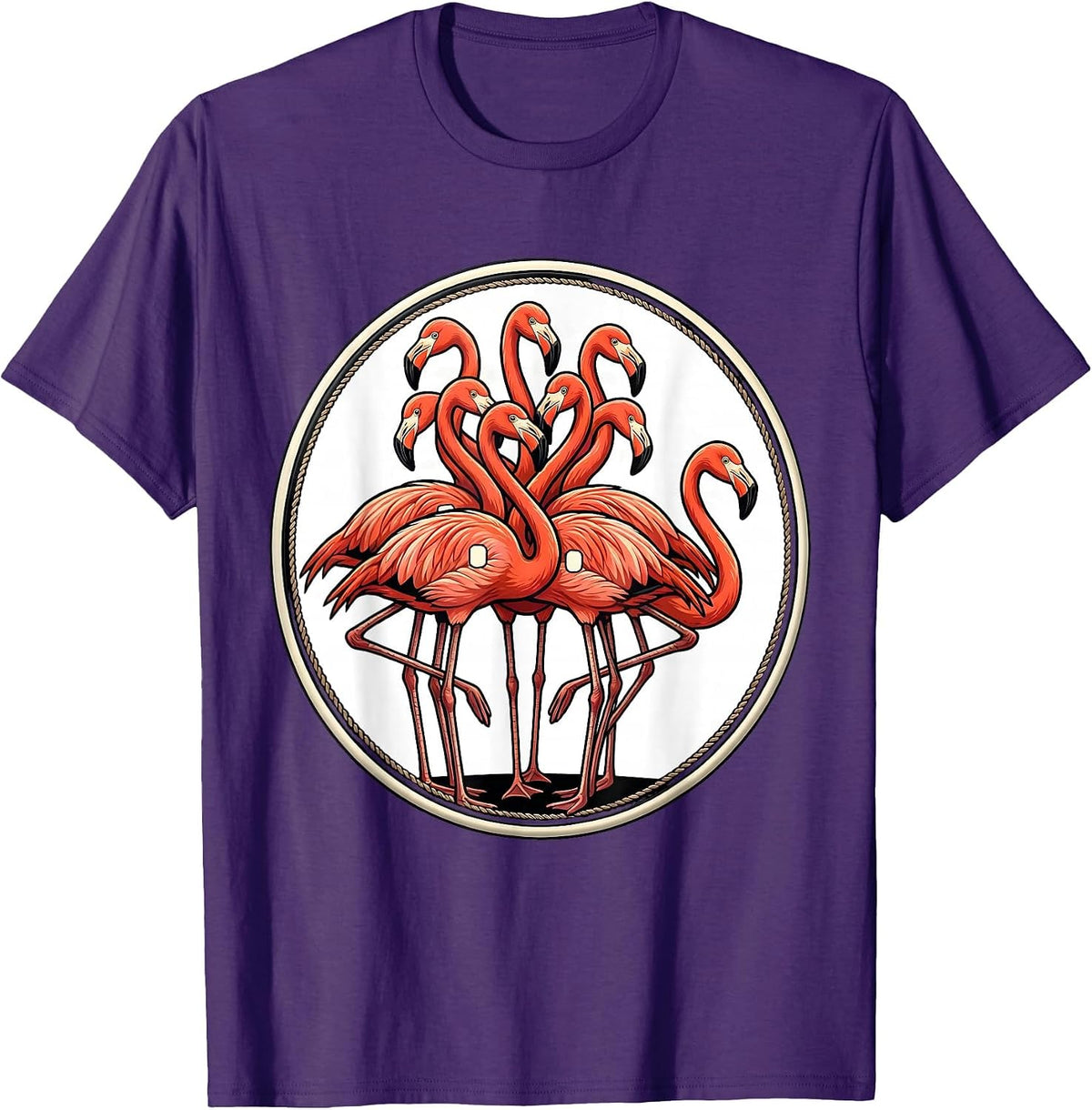Sealed Flamingo Team Badge Sports Flamingo Lover Gift T-Shirt - Purple