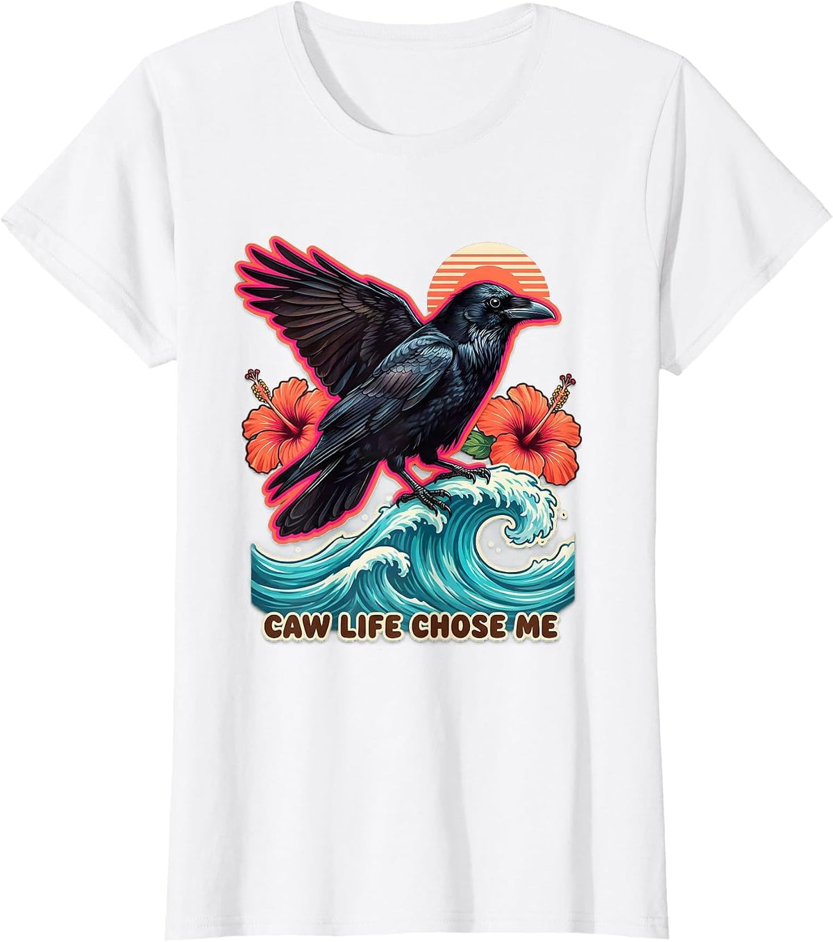 Women's Caw Life Chose Me Crow Bird Lover Design T-Shirt - White