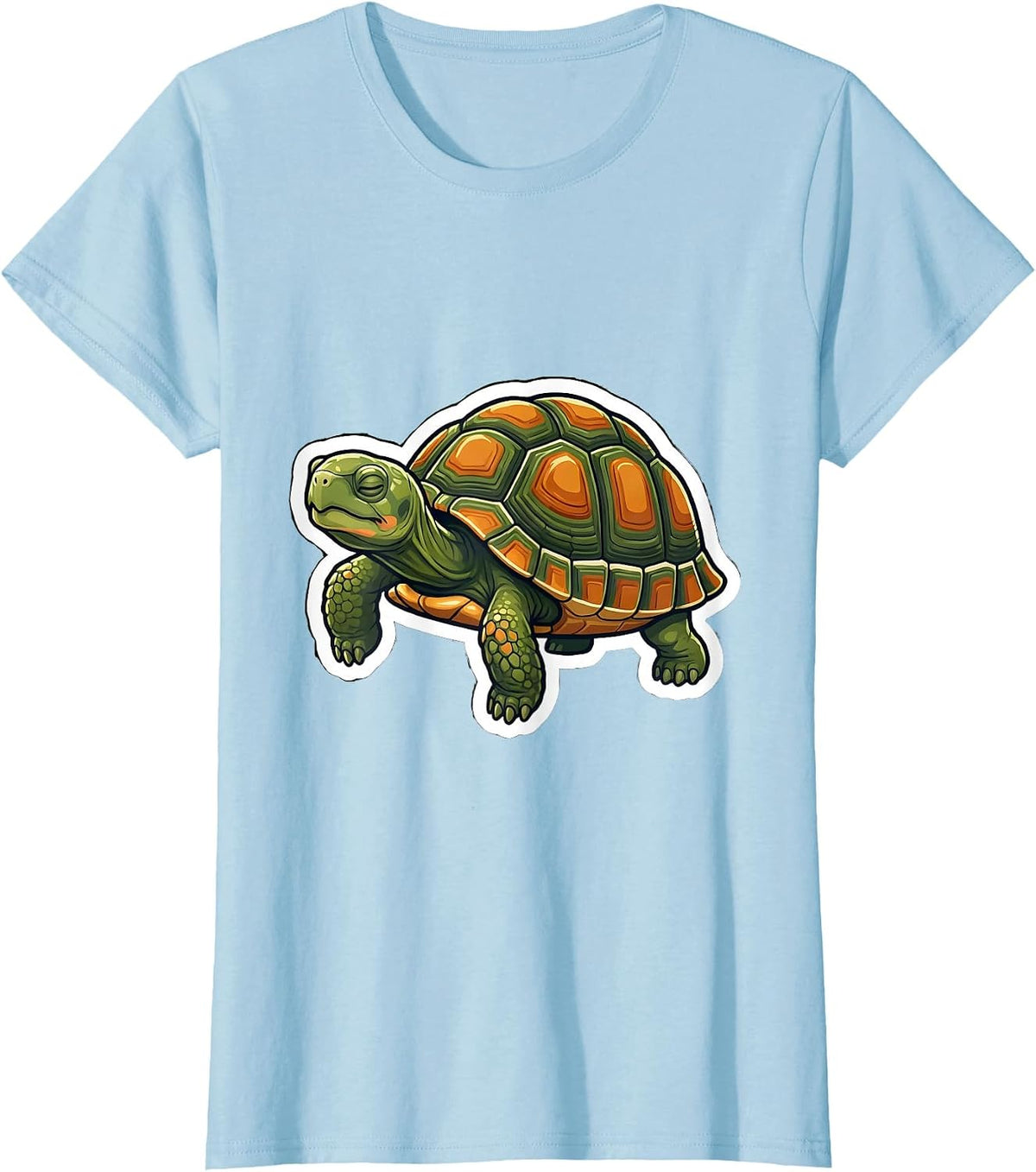 Women's Box Turtle Mid-Stride Sticker Cute Turtle Lover Gift T-Shirt - Baby Blue