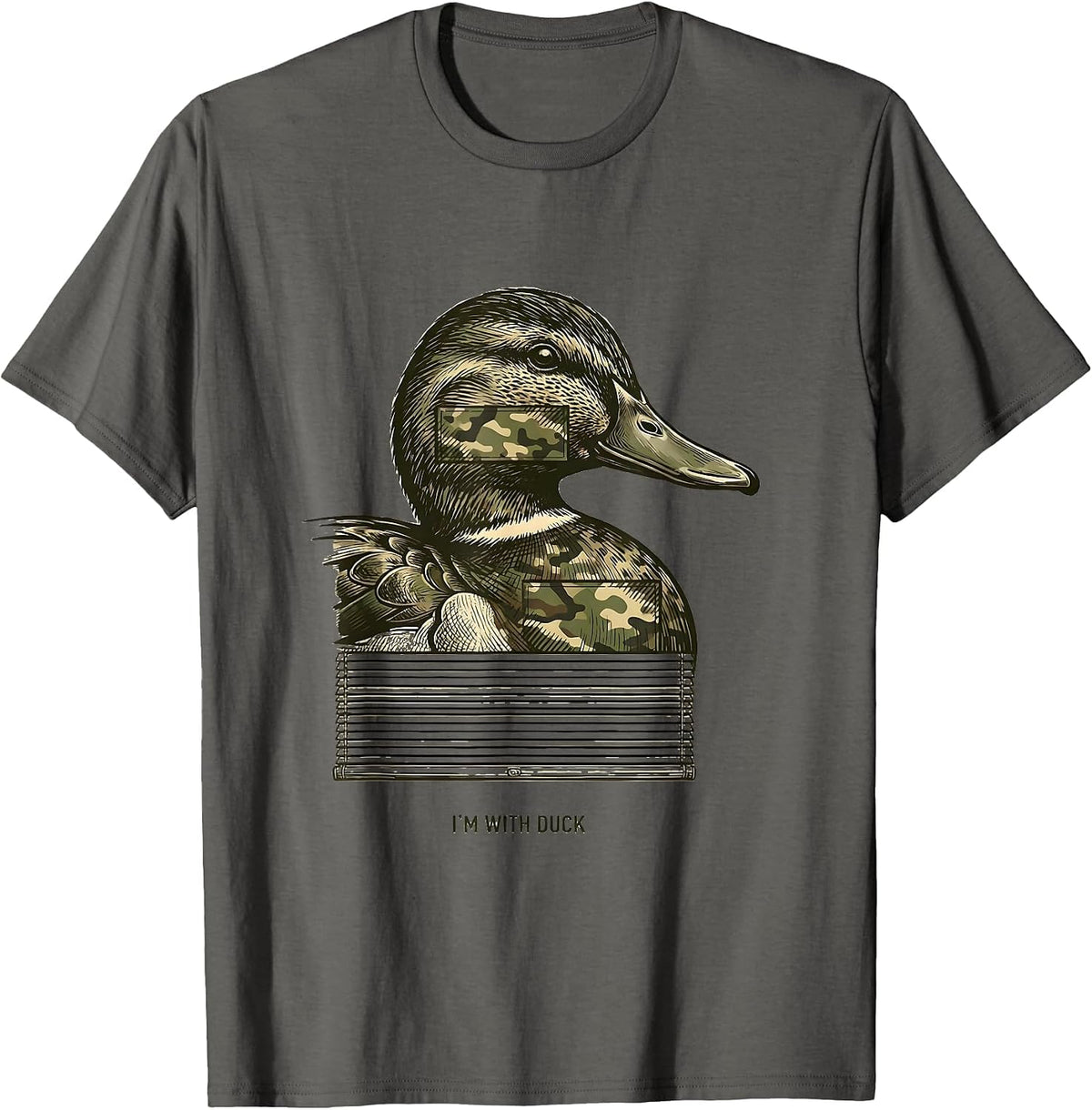 I'm With Duck Funny Duck Camo Outdoor Hunting Gift T-Shirt - Asphalt Grey