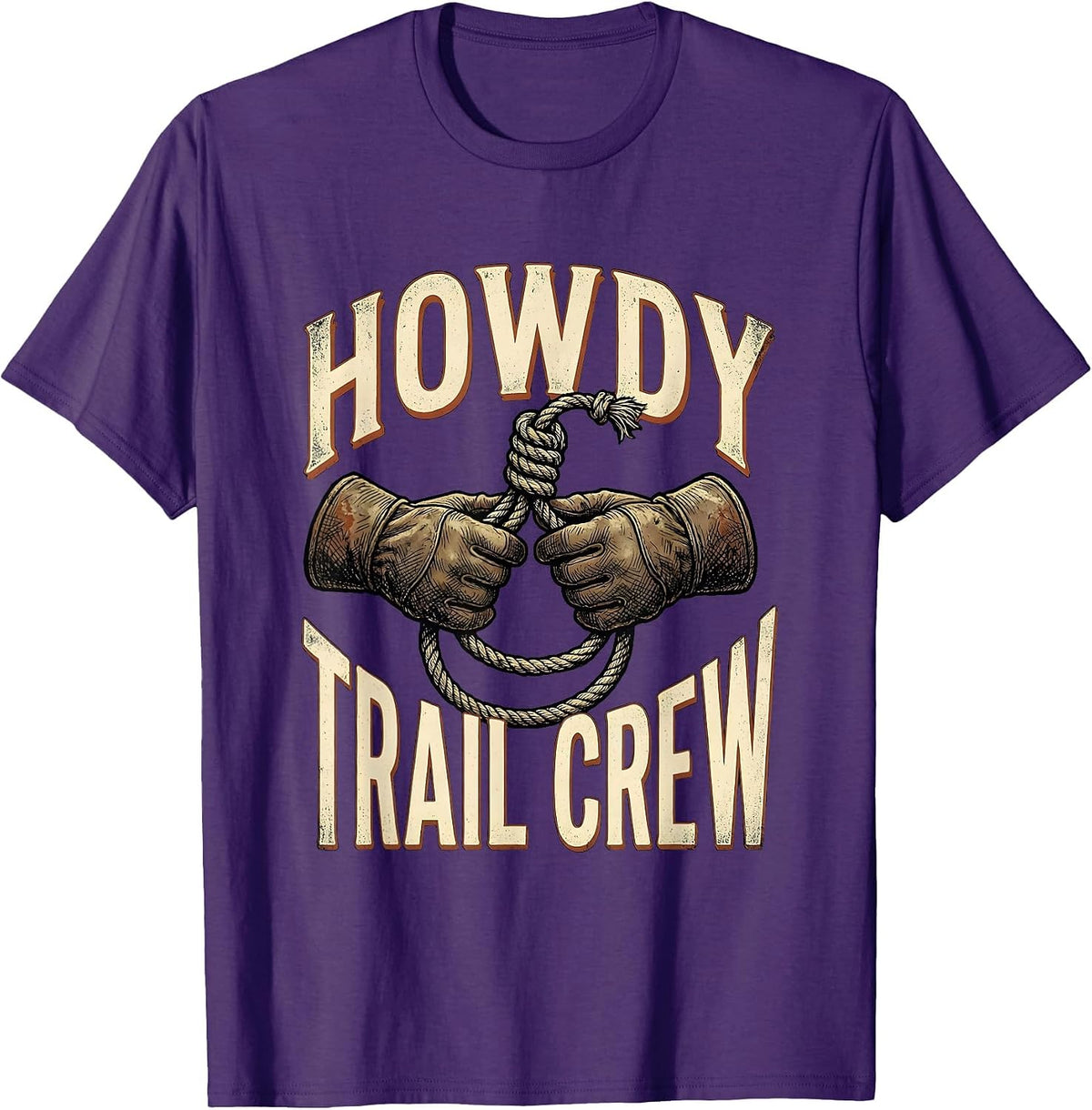 Howdy, Trail Crew Vintage Western Cowboy Cowgirl Rodeo Pride T-Shirt - Purple