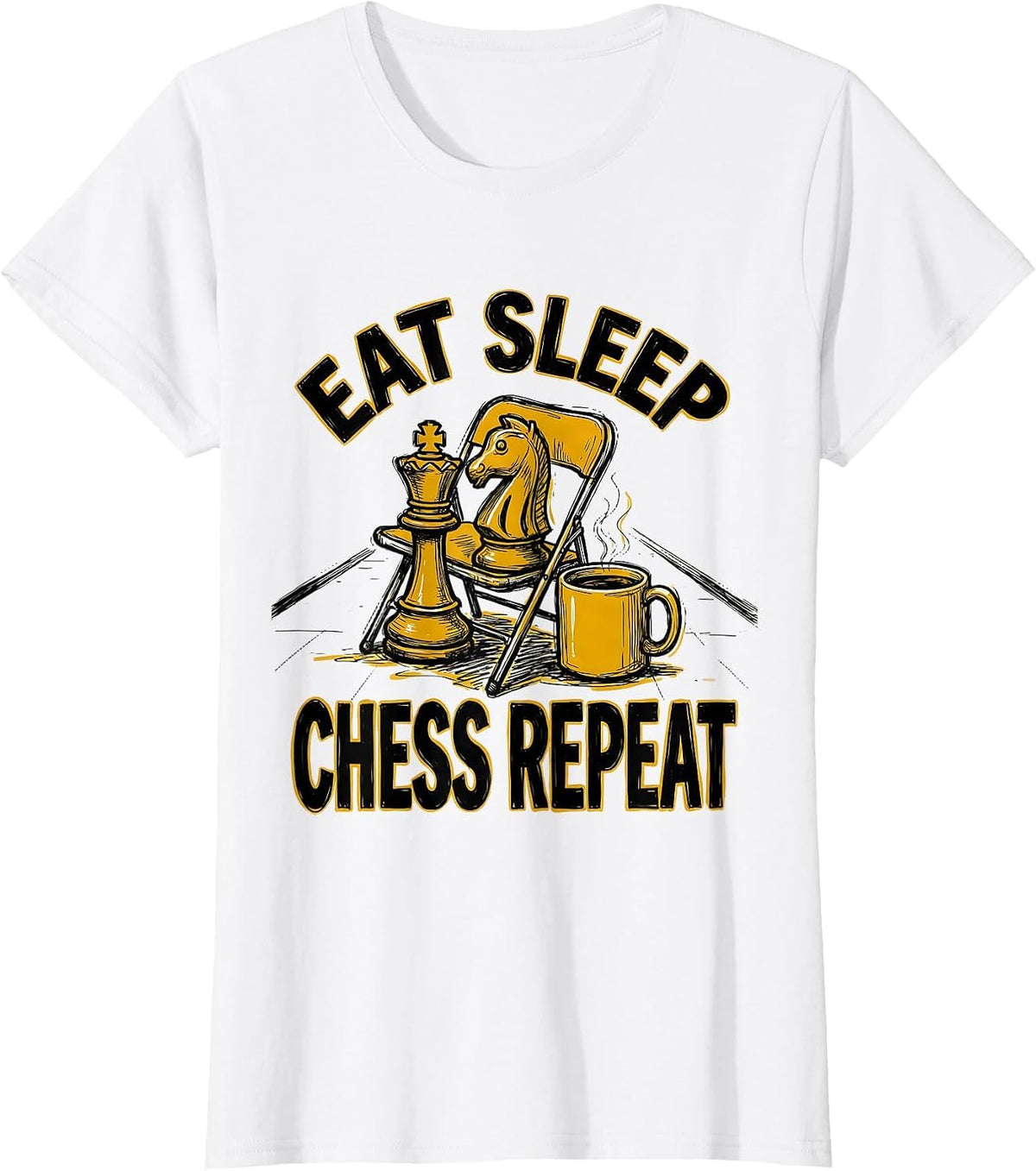Women's Eat Sleep Chess Repeat Funny Chess Lover Gamer Humor T-Shirt - White