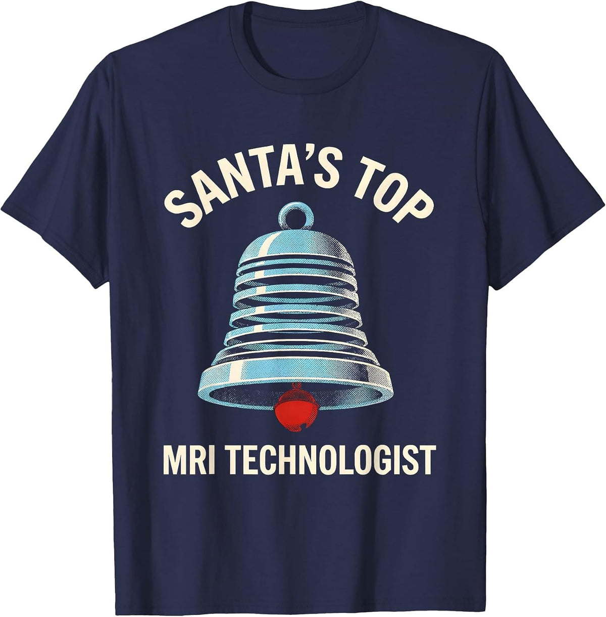 Santa's Top MRI Technologist Funny Radiology Tech Christmas T-Shirt - Navy Blue