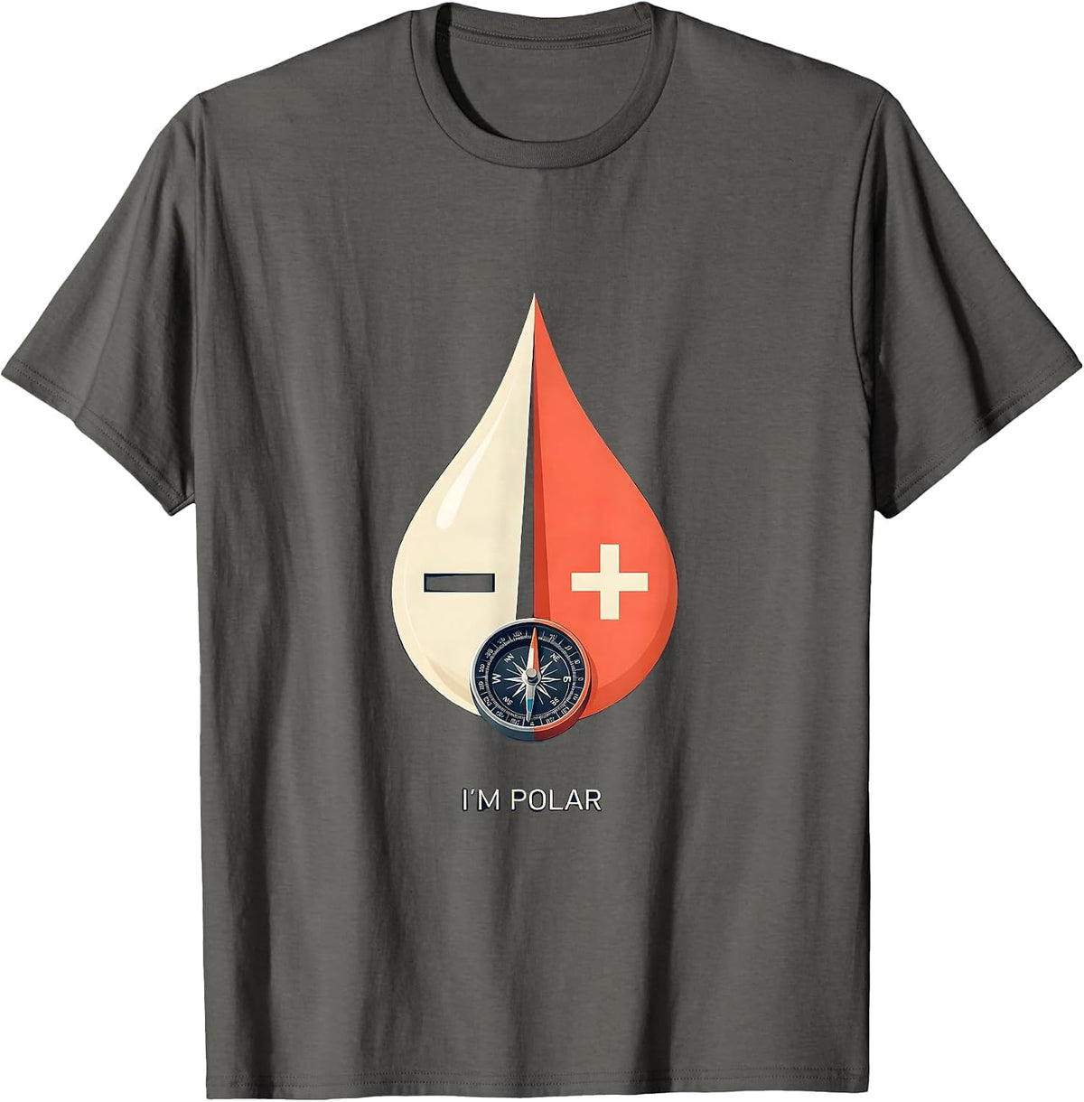 Men's I'm Polar Funny Chemistry Science Teacher Physics Student T-Shirt - Asphalt Grey