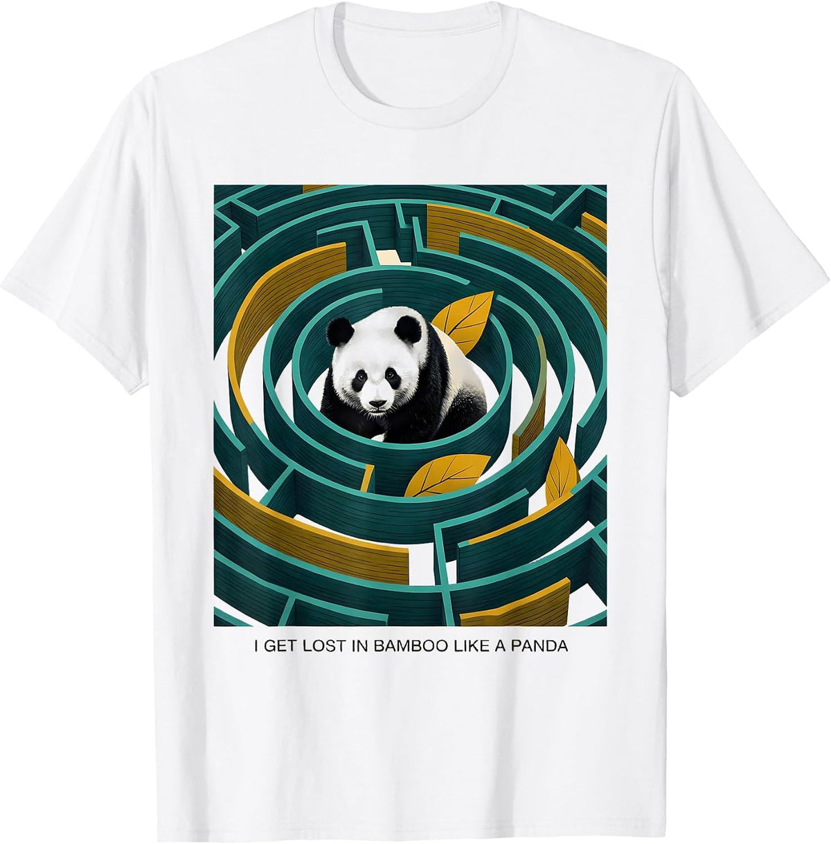 Men's I Get Lost In Bamboo Like A Panda Funny Panda Lover Humor T-Shirt - White