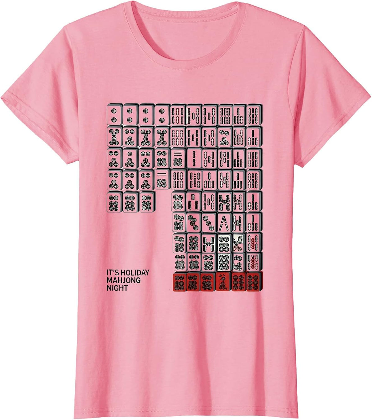 Women's It's Holiday Mahjong Night Playful Game Night Party T-Shirt - Pink