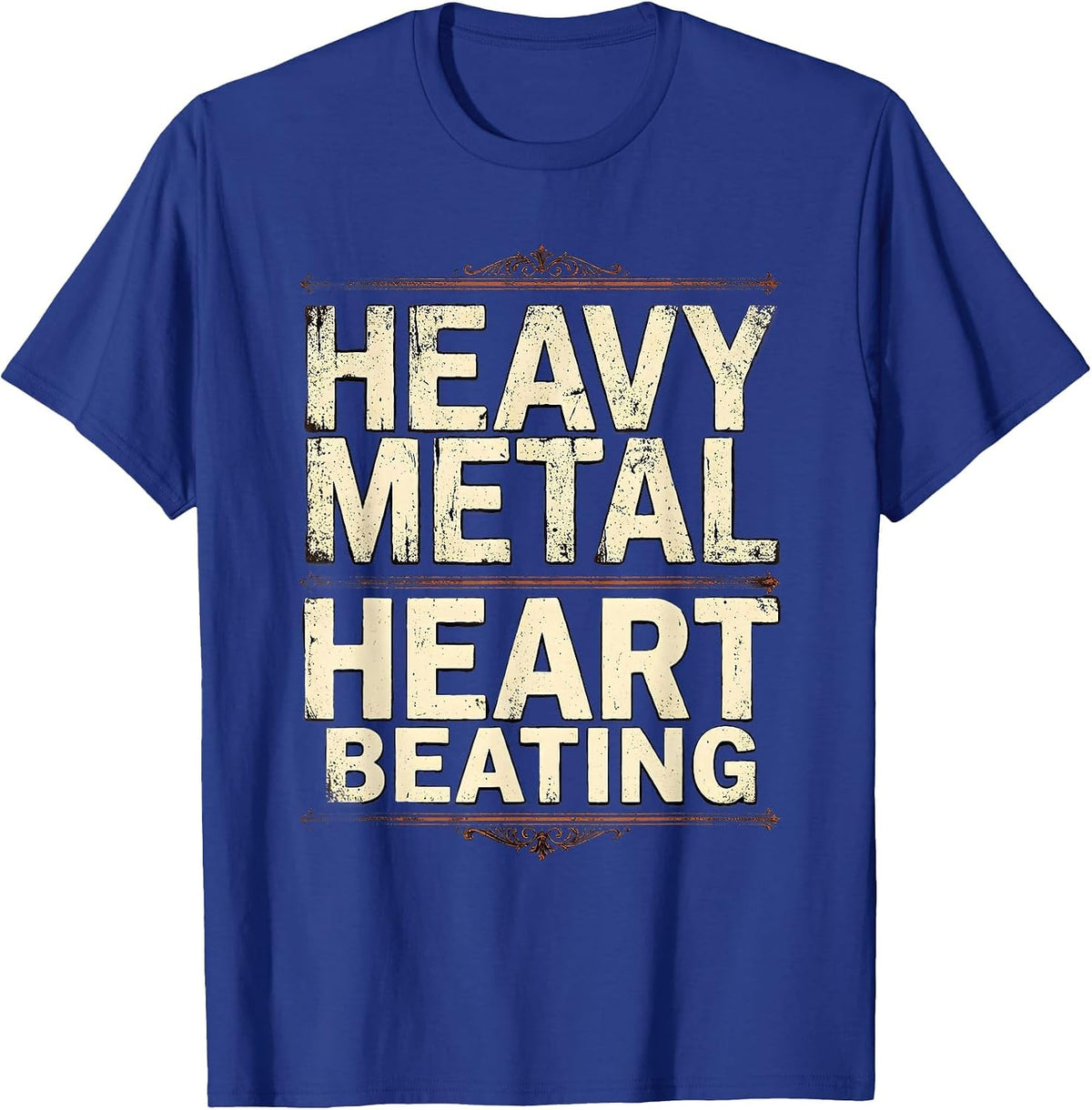 Heavy Metal Heart Beating Rock Women Design T-Shirt - Royal Blue
