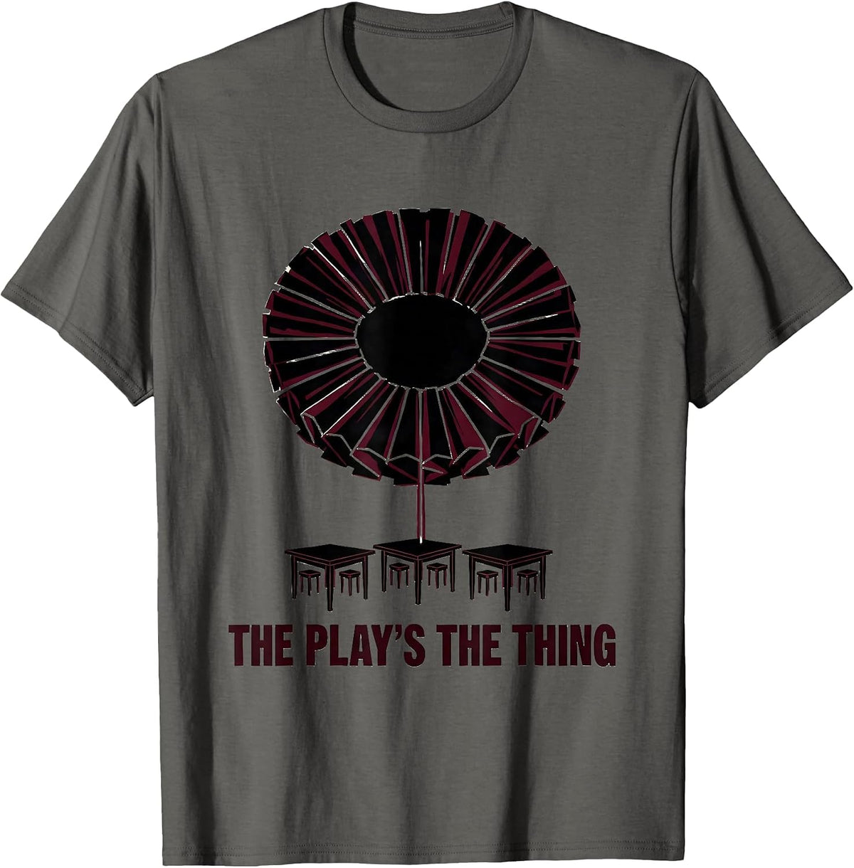 Men's The Play's The Thing Vintage Shakespeare Quote Literature T-Shirt - Asphalt Grey