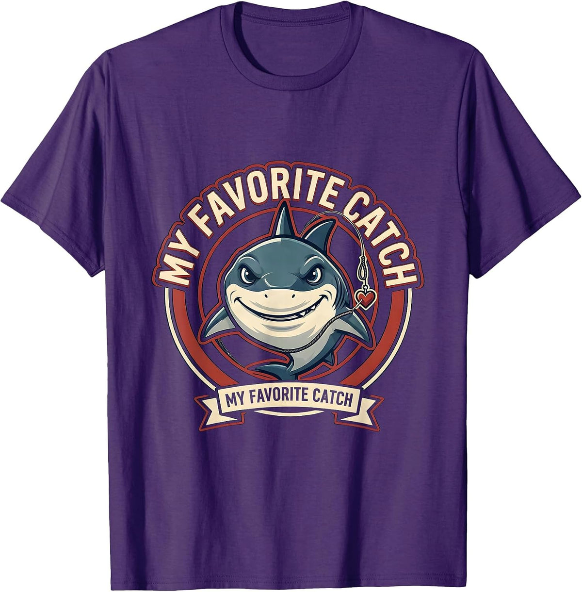 My Favorite Catch Funny Shark Lover Valentine Gift Humor T-Shirt - Purple