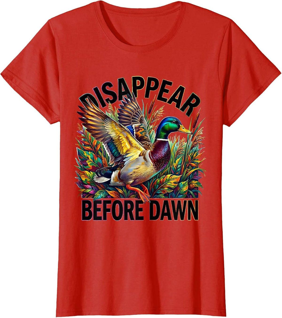 Duck Camo Disappear Before Dawn Hunting Design T-Shirt - Red