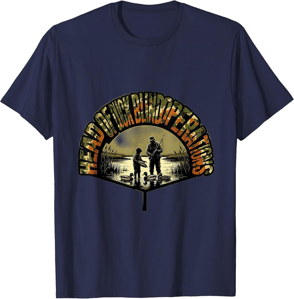 Men's Head Of Duck Blind Operations Funny Duck Hunting Dad Humor T-Shirt - Navy Blue