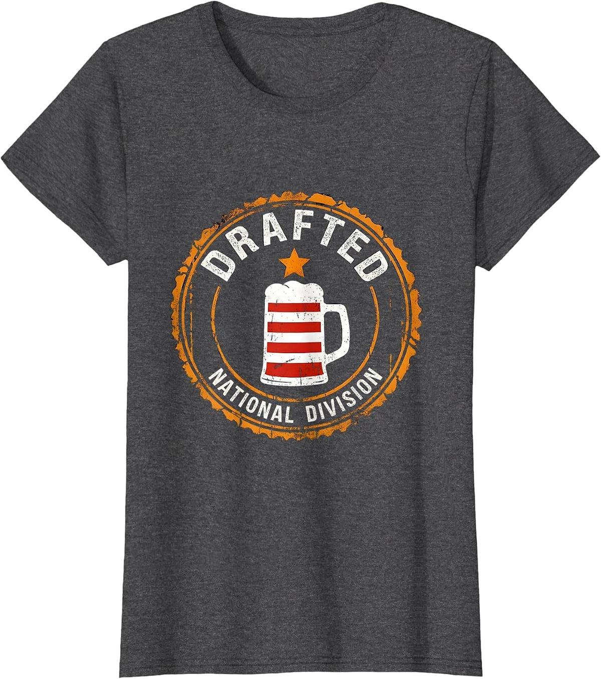 Women's Drafted National Division Rubber Stamp National Flag T-Shirt - Dark Heather Grey