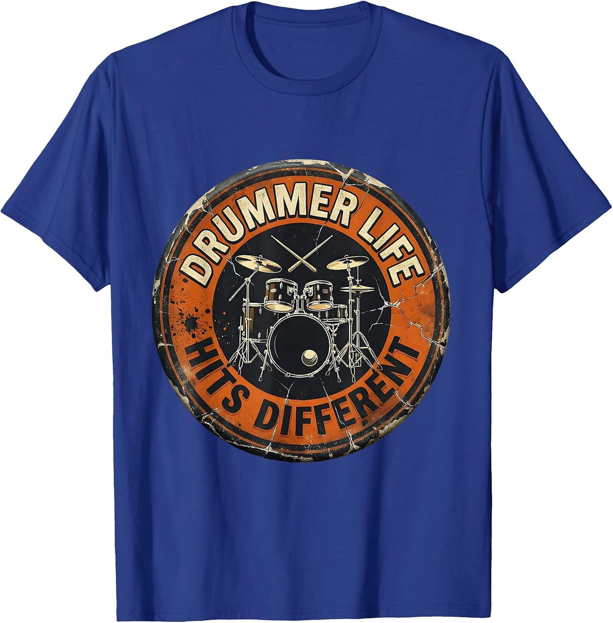 Drummer Life Hits Different Music Design T-Shirt - Royal Blue