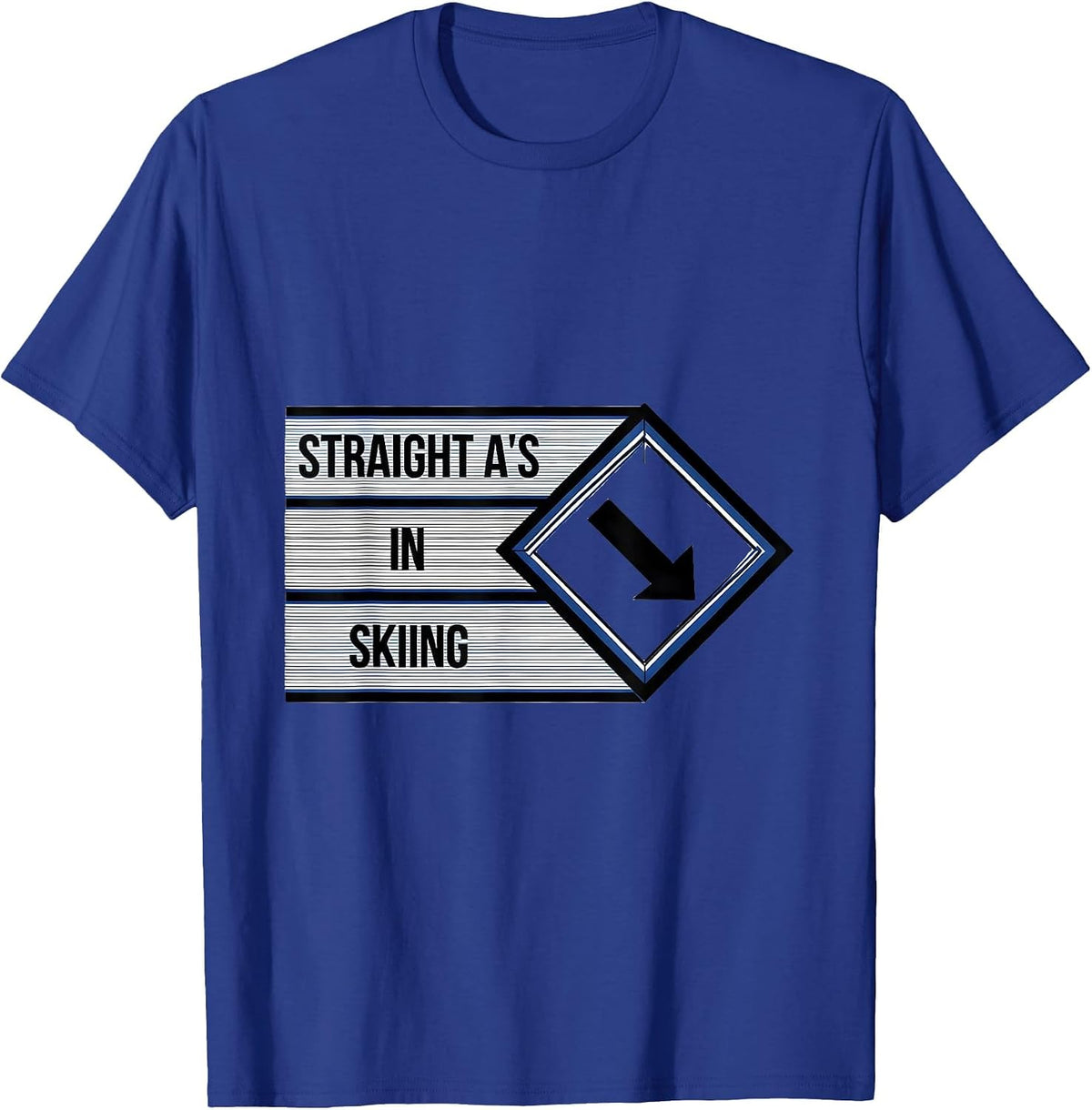 Straight A's In Skiing Geometric Funny Ski Lover Gift T-Shirt - Royal Blue