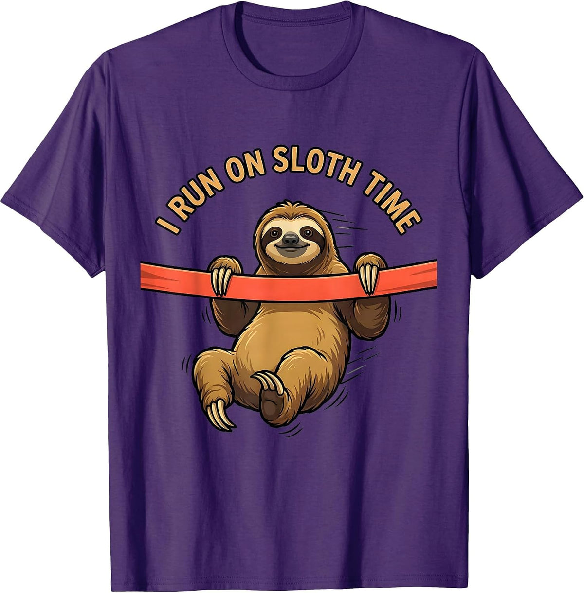I Run On Sloth Time Funny Sloth Lover Novelty Humor T-Shirt - Purple