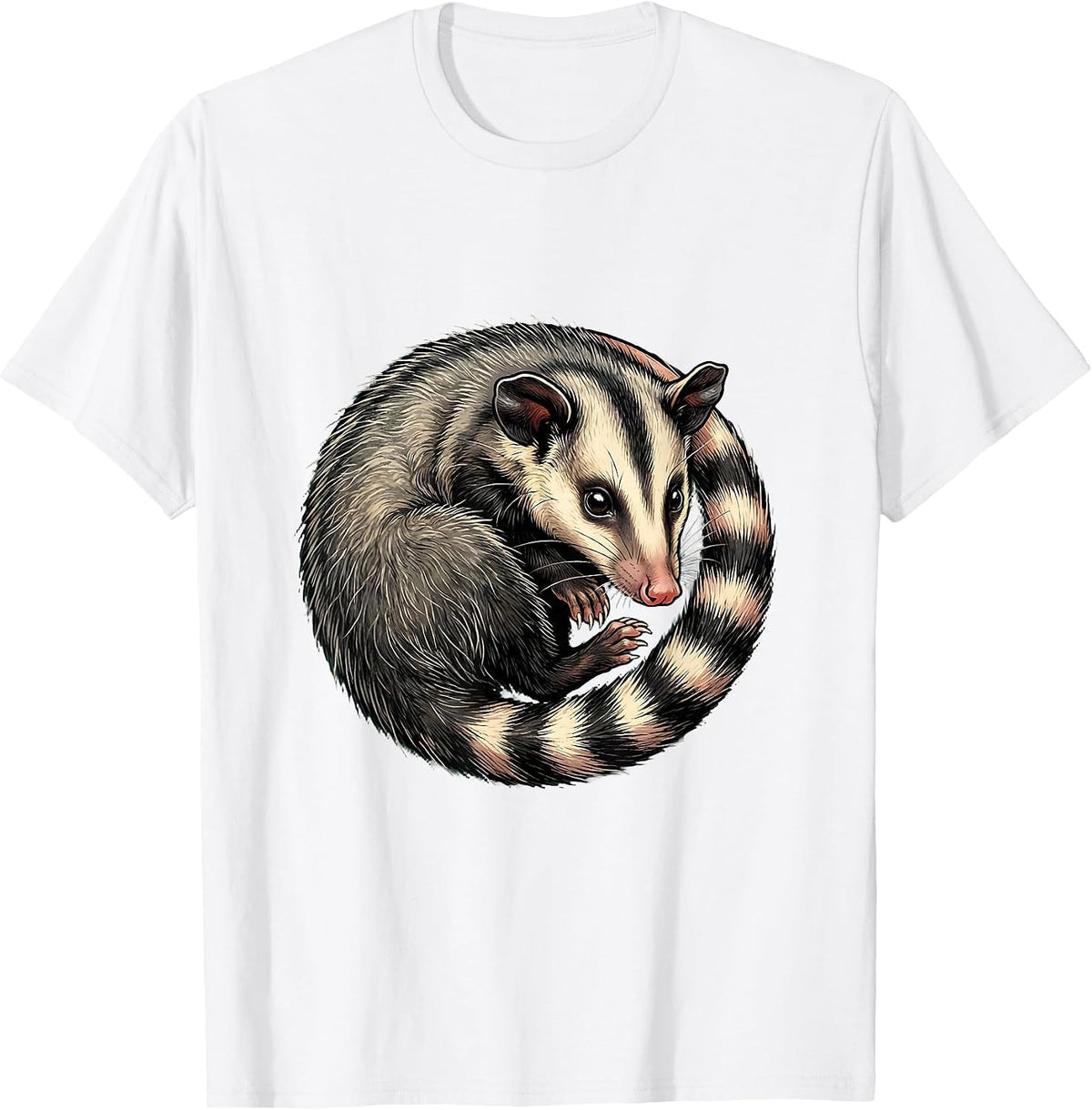Men's Opossum Curled in Its Own Ringed Tail T-Shirt - White