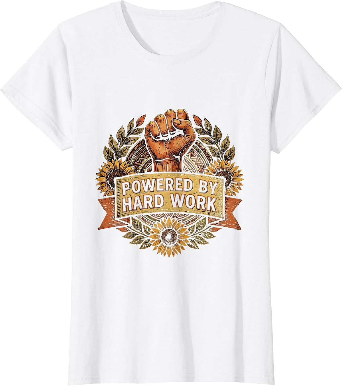 Powered by Hard Work Labor Day Design T-Shirt - White