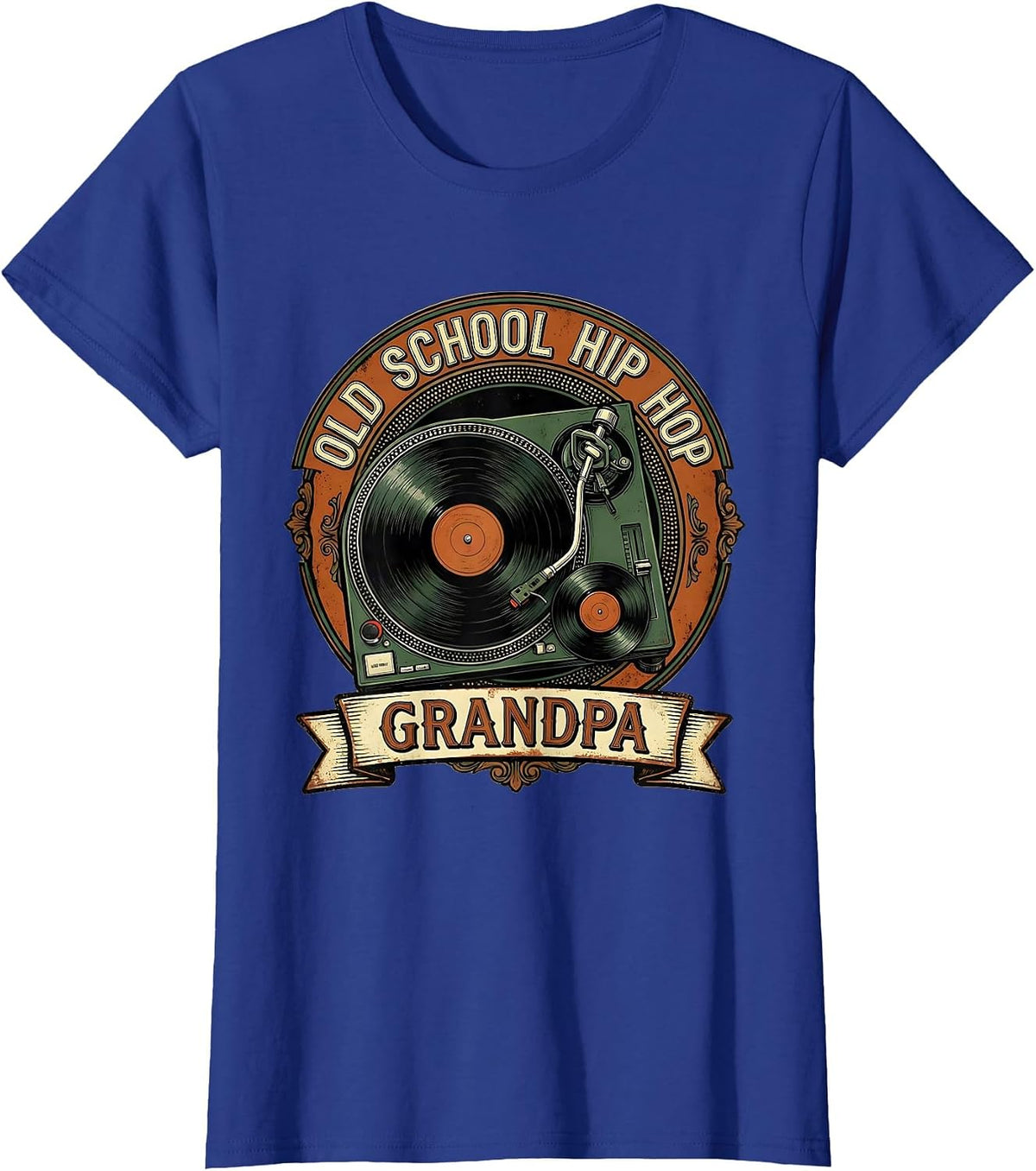 Women's Old School Hip Hop Grandpa Vintage Retro DJ Rap Music T-Shirt - Royal Blue