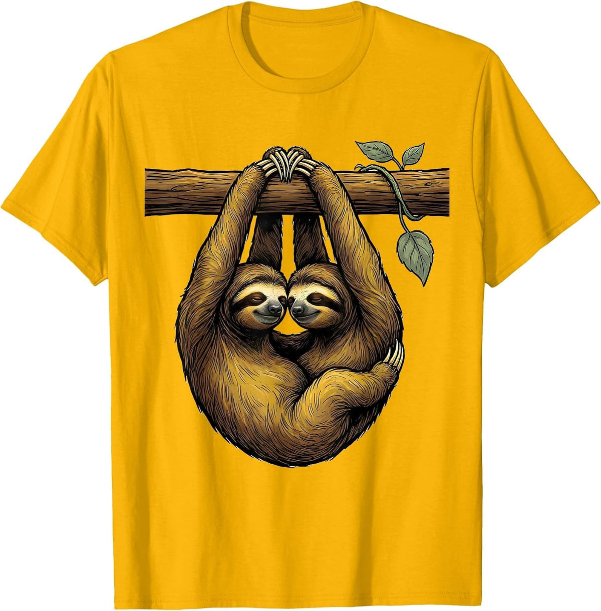 Interlocked Sloths Funny Sloth Lover Gift T-Shirt - Golden Yellow