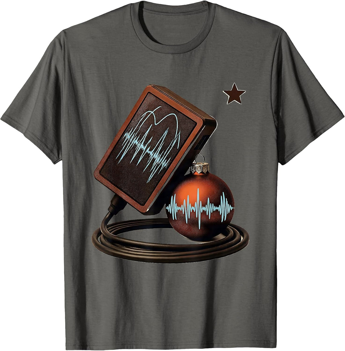 Ultrasound Transducer Christmas Ornament Sonographer Humor T-Shirt - Asphalt Grey
