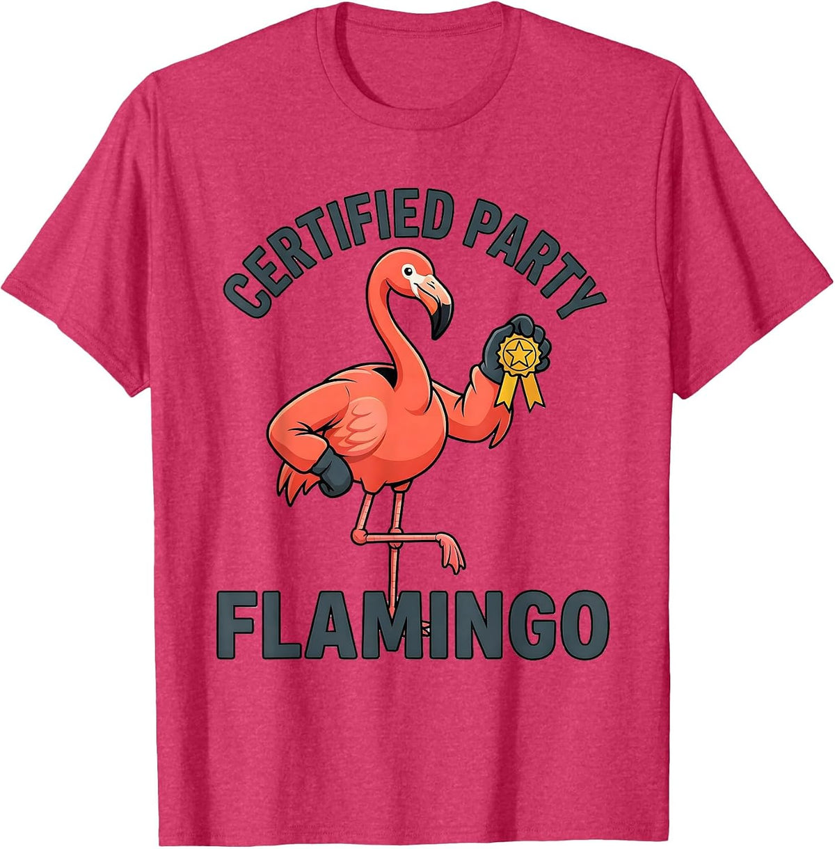 Certified Party Flamingo Funny Animal Lover Halloween T-Shirt - Red Heather